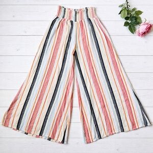 ✨ JW Style Boho Striped Multicolor Wide Leg Pants | Size M | Linen Rayon Blend